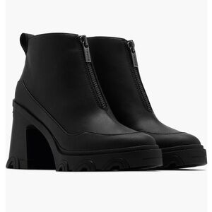 SOREL WOMEN'S BREX Black Platform Waterproof Leather Heel Zip Boots 🖤